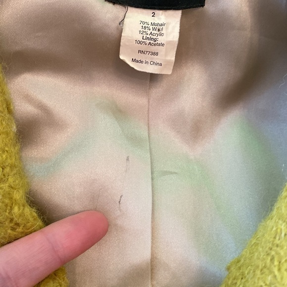 J. Crew Lucille Boucle Mohair Double Breasted Pea Coat Chartreuse - 2 - Picture 12 of 13
